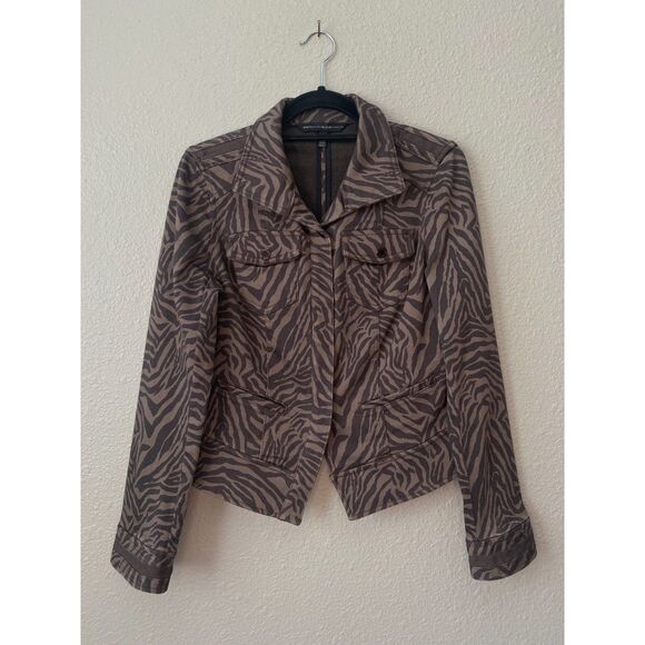WHBM Espresso Zebra Print Denim Jacket - Picture 2 of 8